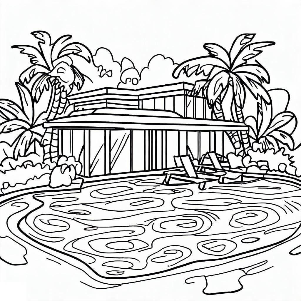 Coloriage Piscine privée de l'hôtel