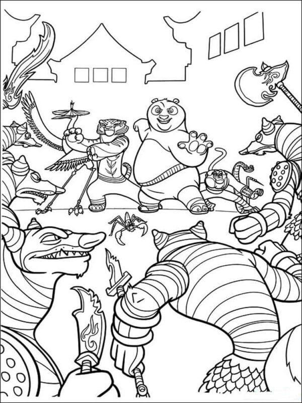 Coloriage Po et ses amis contre les monstres