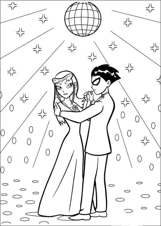 Coloriage Robin et Starfire dansent