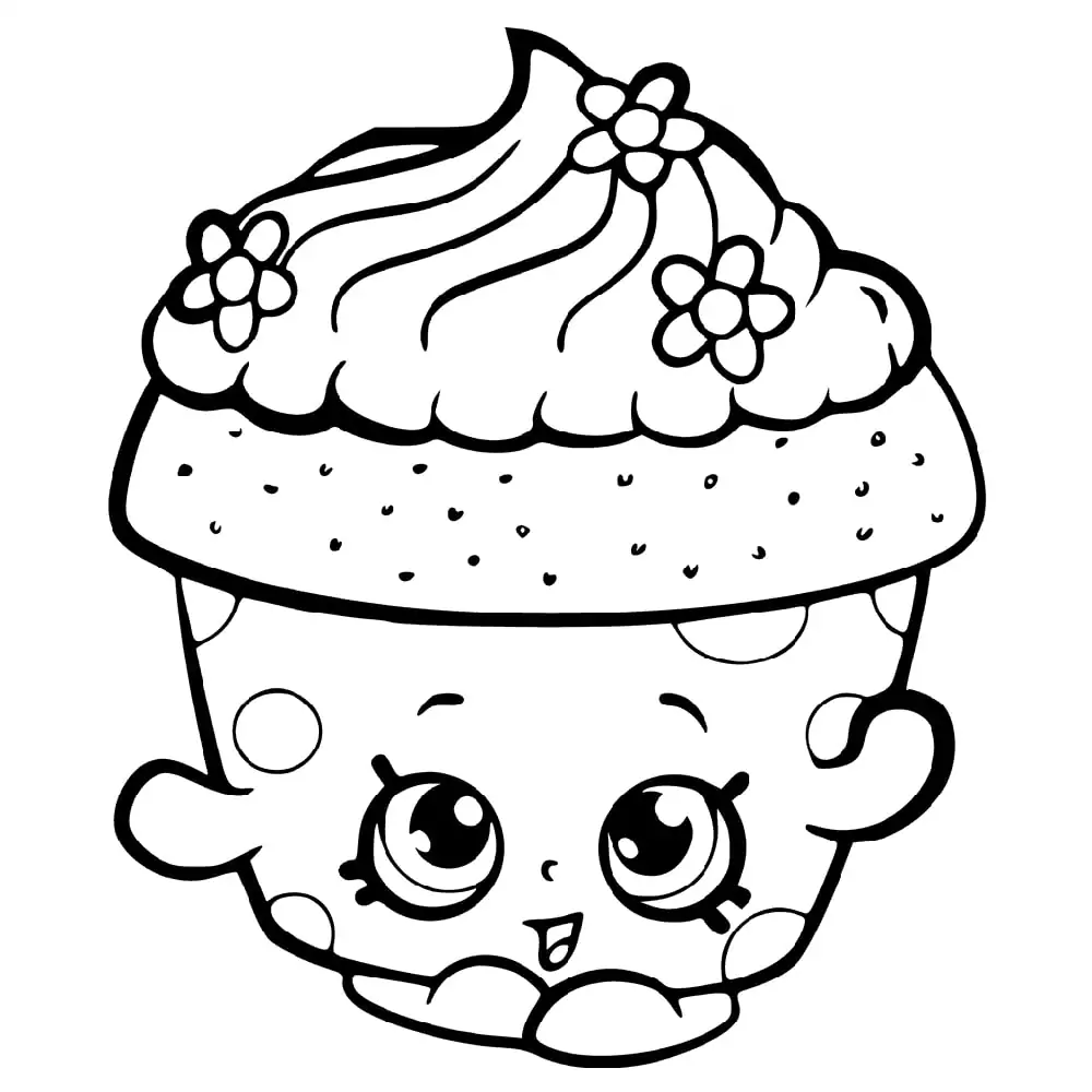 Coloriage Shopkin aux pétales de cupcake à imprimer