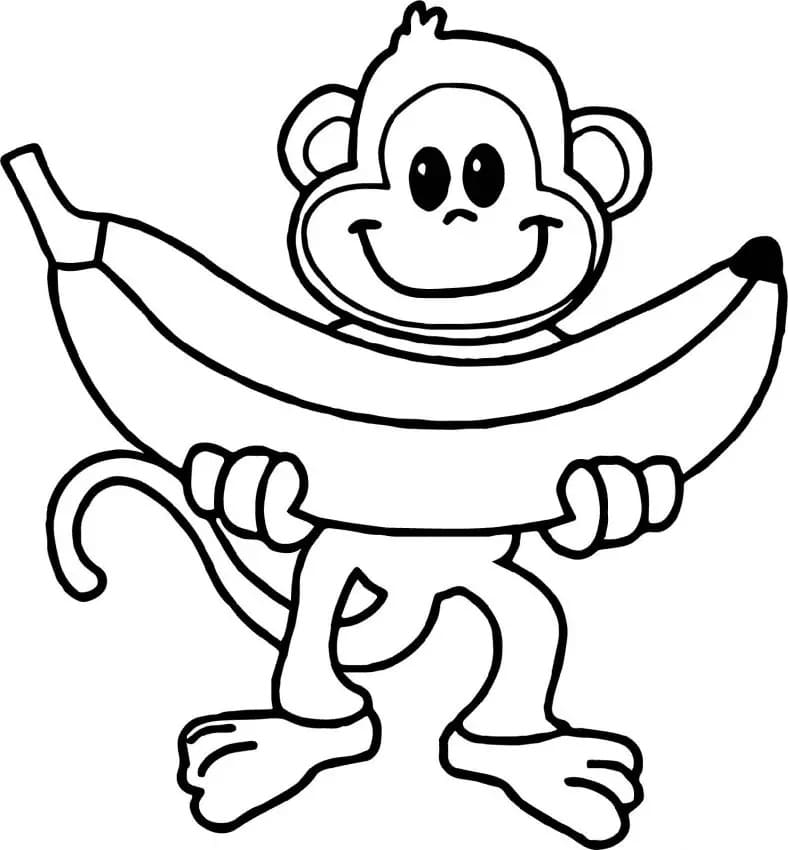 Coloriage Singe et banane à imprimer