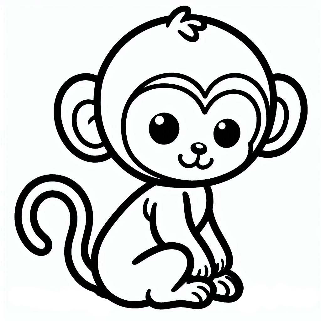 Coloriage Singe mignon gratuit à imprimer