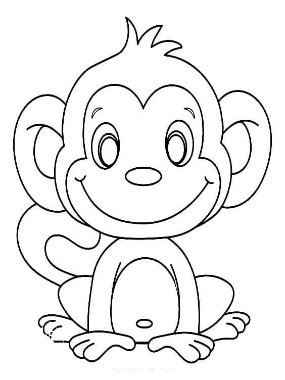 Coloriage Singe mignon souriant