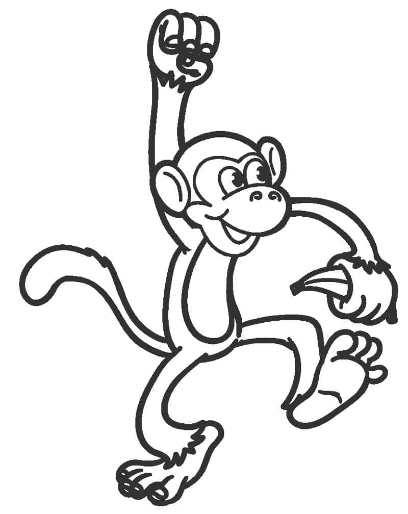 Coloriage Singe tenant une banane