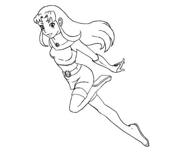 Coloriage Starfire amusant en vol à imprimer