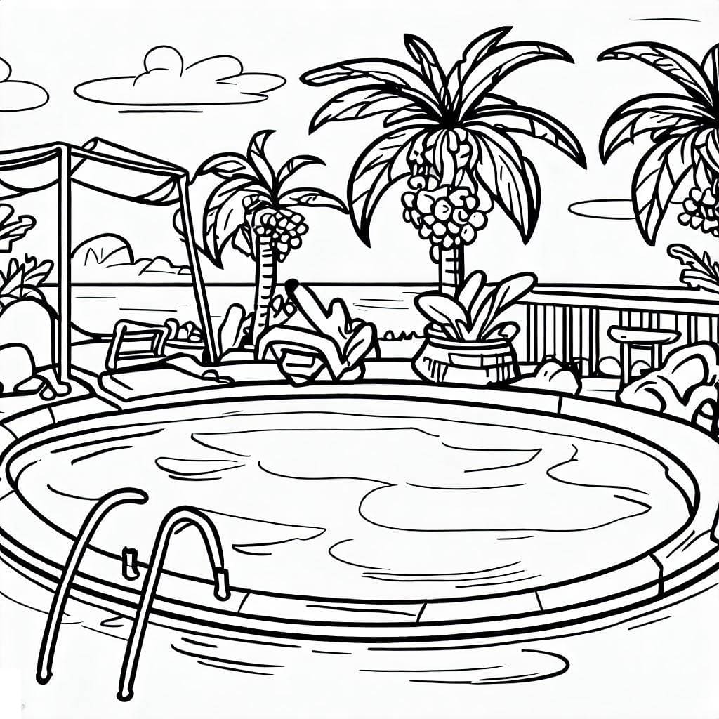 Coloriage Tirage La piscine est très belle à imprimer