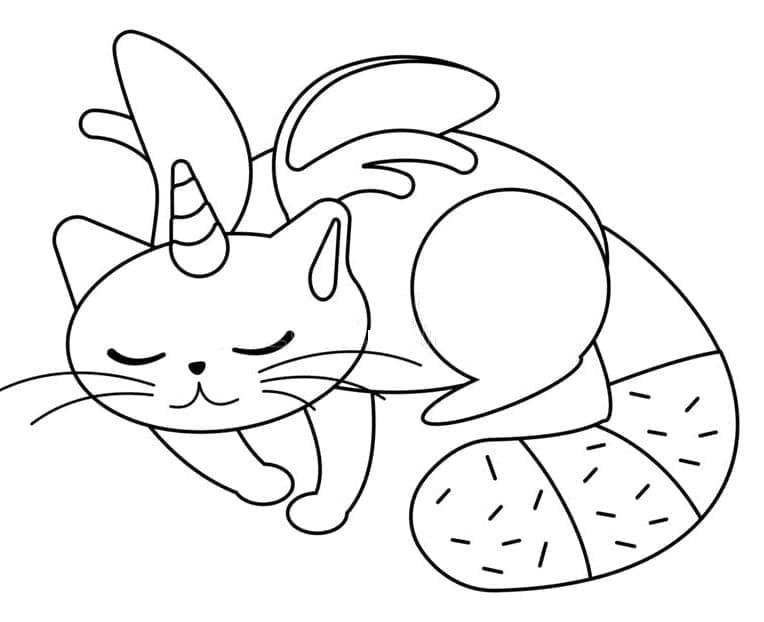 Coloriage Un chat licorne volant