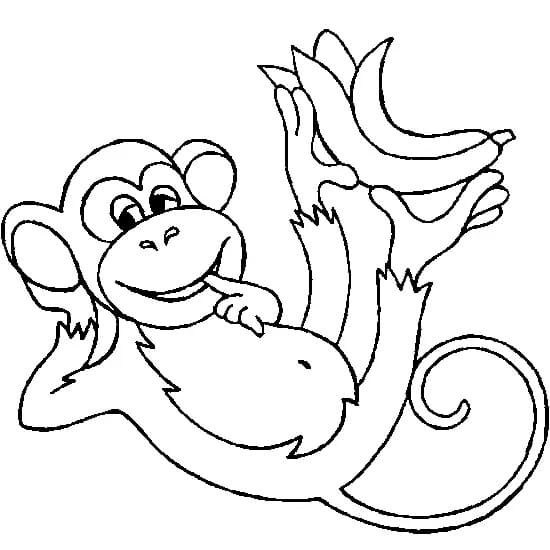 Coloriage Un singe avec une banane