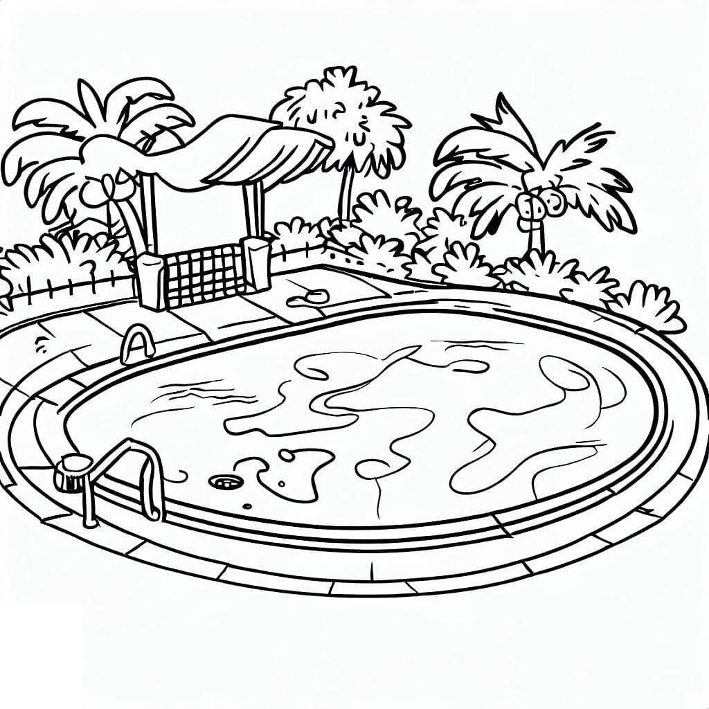 Coloriage Une belle piscine gratuite à imprimer