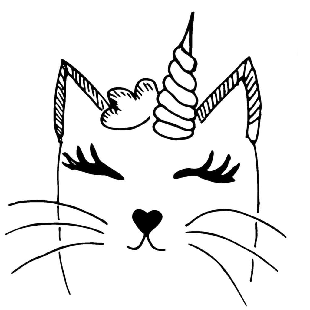 Coloriage Visage de chat licorne