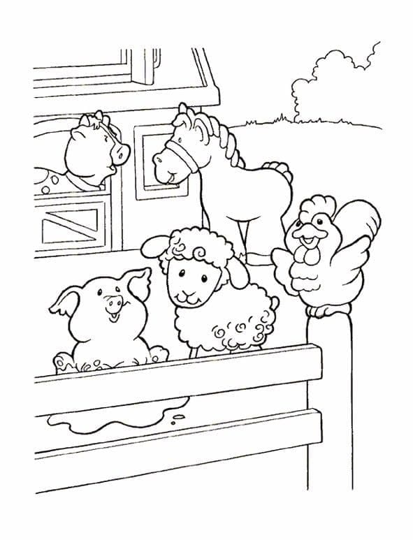 Coloriage Adorables animaux de la ferme