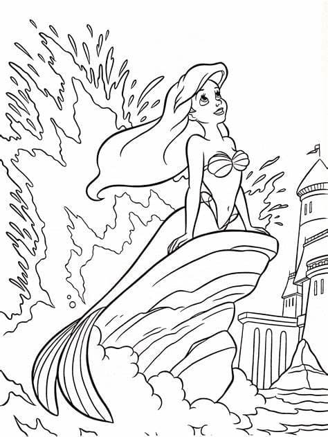 Coloriage Ariel assise