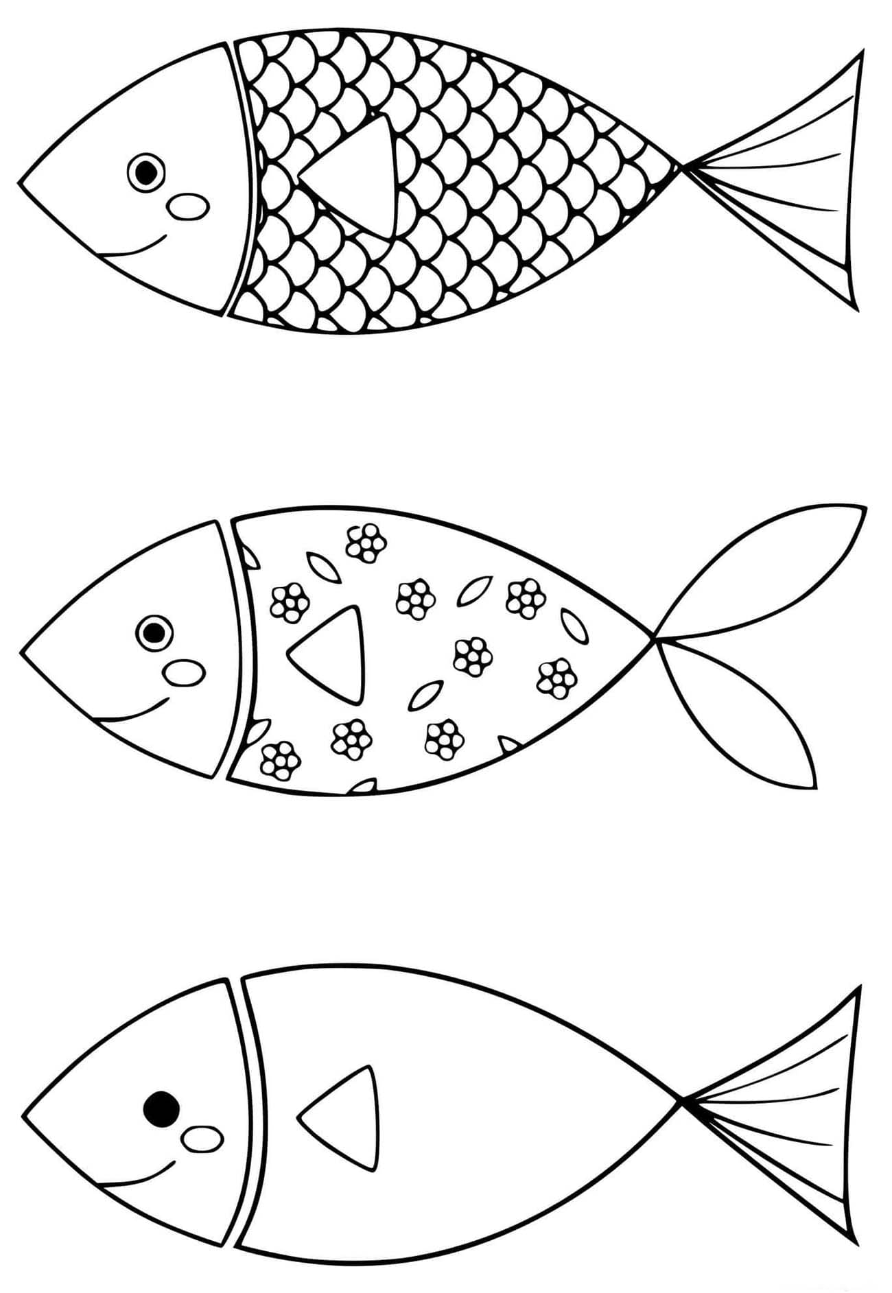 Coloriage Basique facile Poisson d'avril