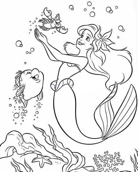 Coloriage Belle Ariel avec un animal marin