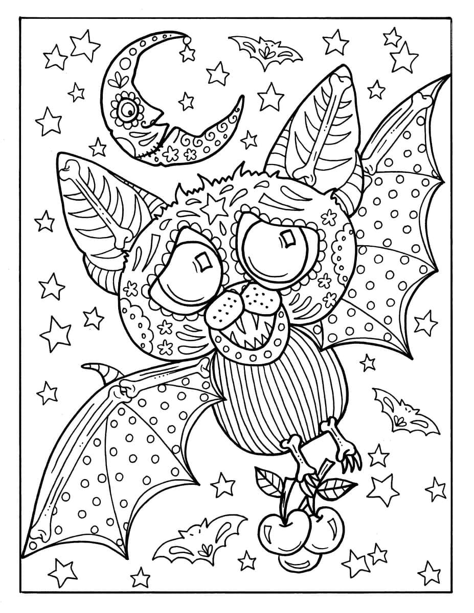 Coloriage Chauve souris d'Halloween pour adultes