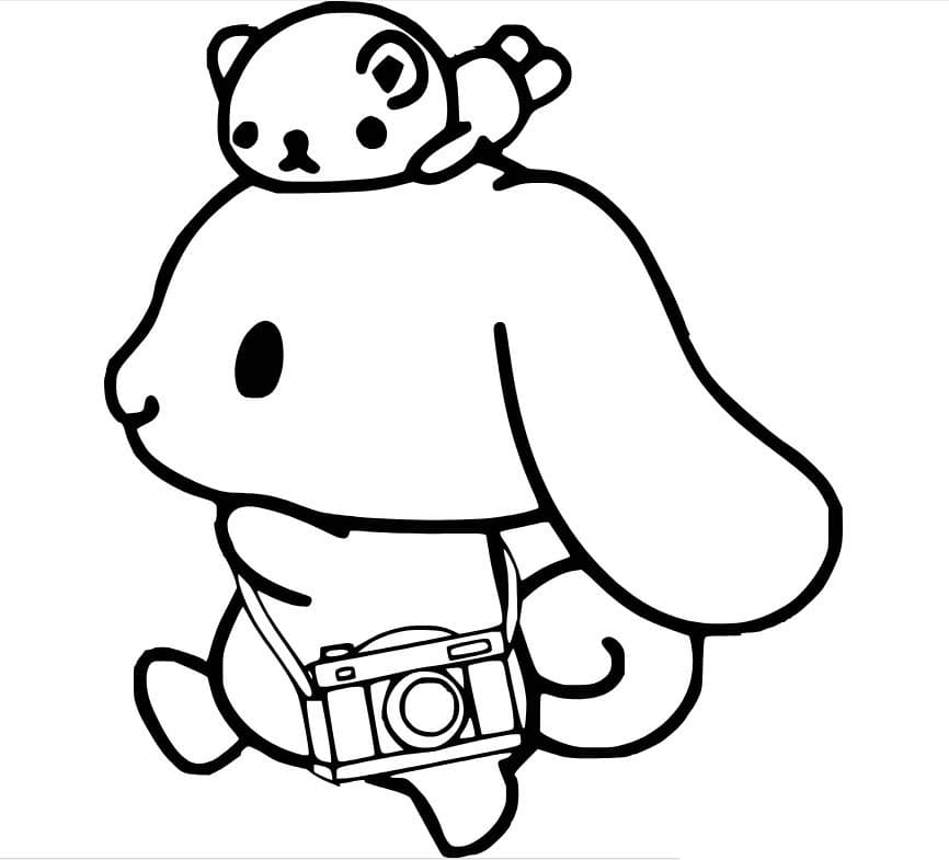 Coloriage Cinnamoroll portant un appareil photo