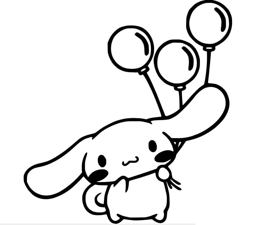 Coloriage Cinnamoroll tient des ballons