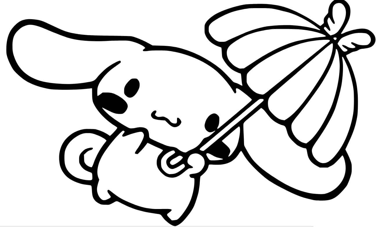 Coloriage Cinnamoroll tient un parapluie