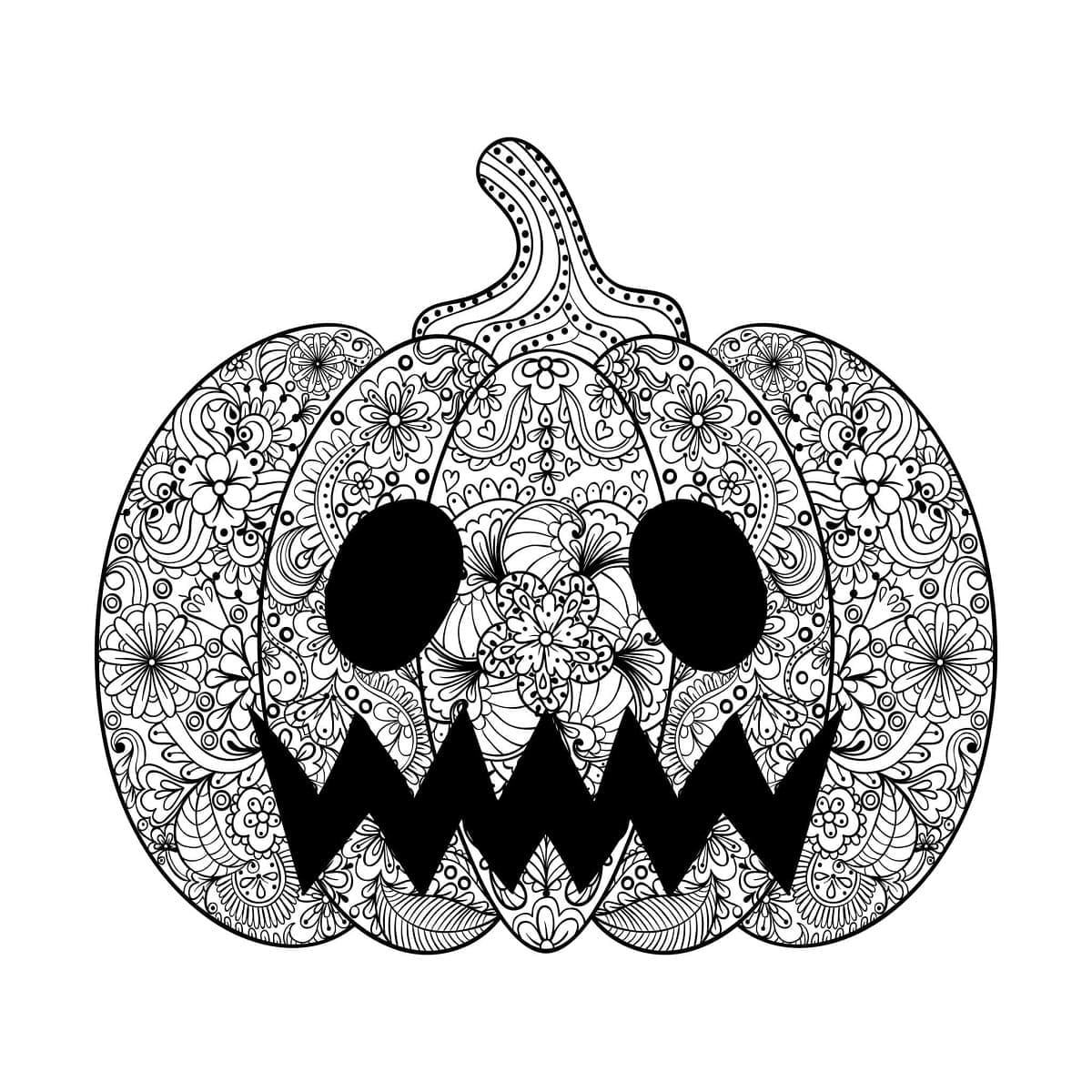 Coloriage Citrouille d'Halloween effrayante pour adultes