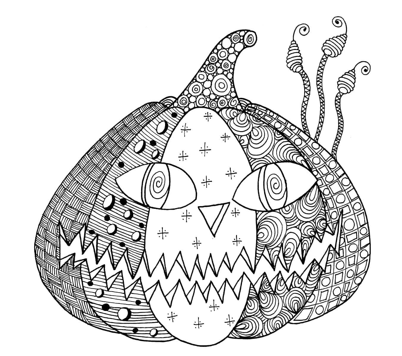 Coloriage Citrouille d'Halloween effrayante pour adultes gratuite