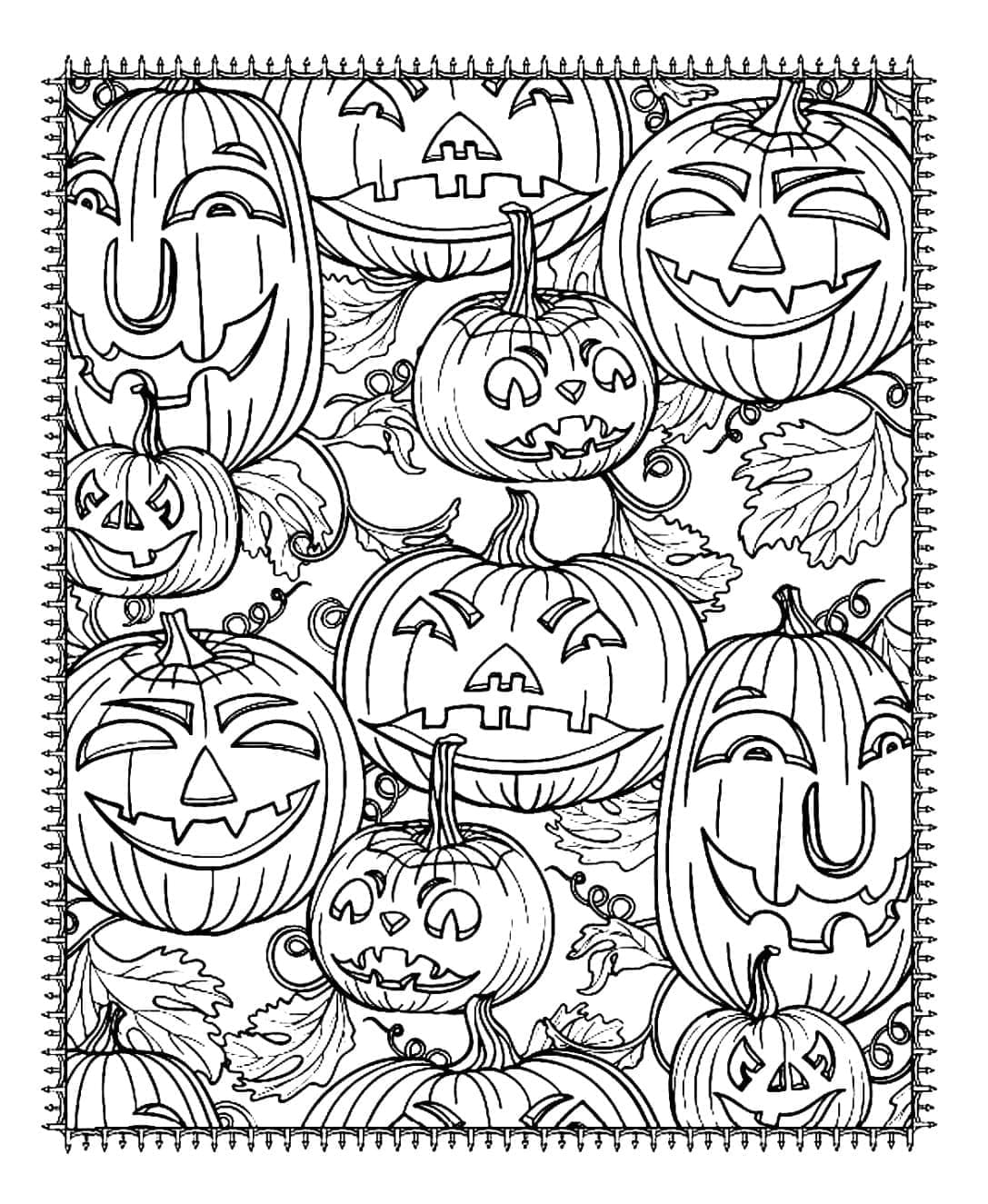 Coloriage Citrouilles d'Halloween pour adultes