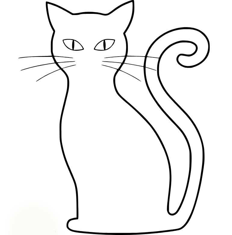 Coloriage Contour du chat d'Halloween