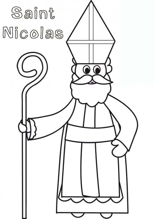 Coloriage Croquis de Saint Nicolas gratuit