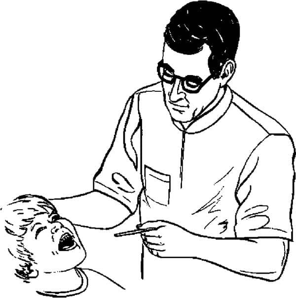 Coloriage Dentiste et garçon à imprimer