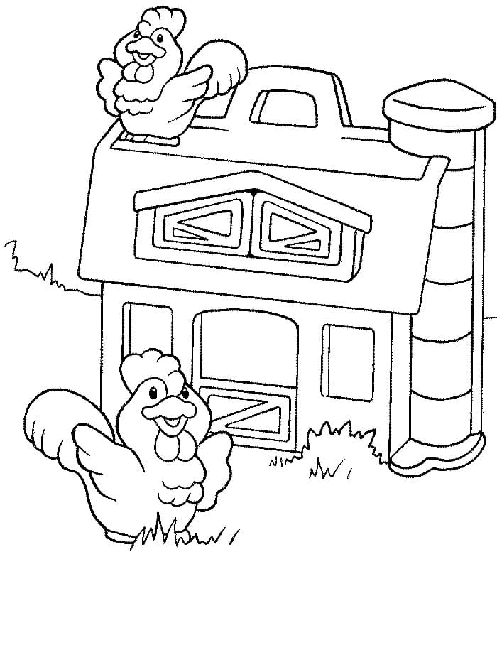 Coloriage Des poules mignonnes à la ferme