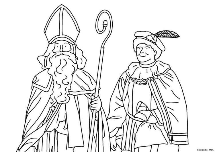 Coloriage Dessin animé de Saint Nicolas