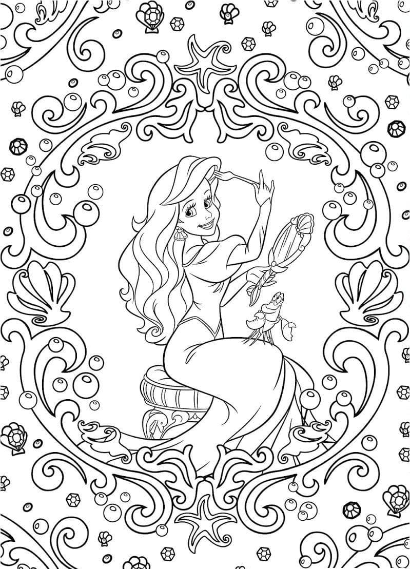 Coloriage Dessin Ariel Disney Adulte basique