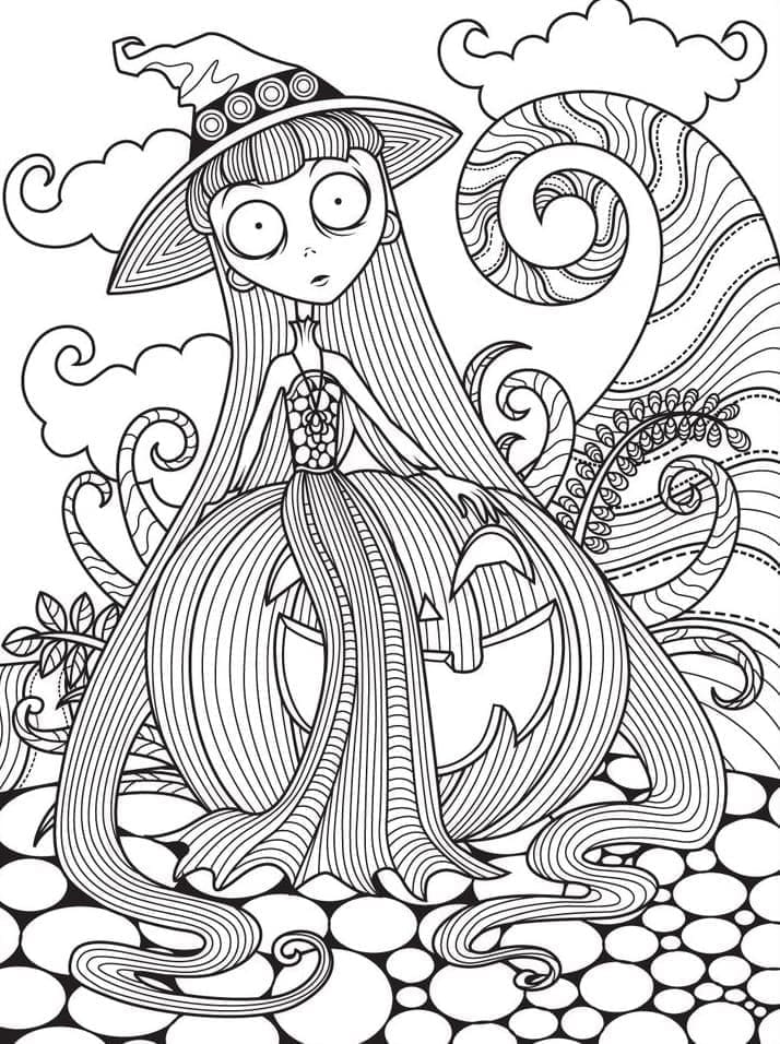 Coloriage Dessin d'Halloween pour adultes à imprimer