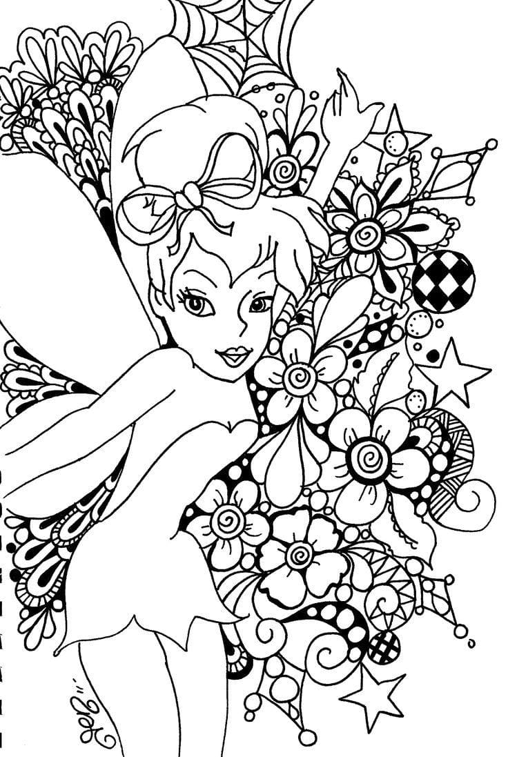 Coloriage Dessin fée Clochette Disney Adulte facile