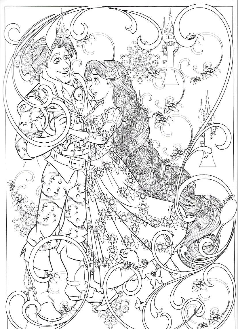 Coloriage Dessin Raiponce Disney Adulte gratuit