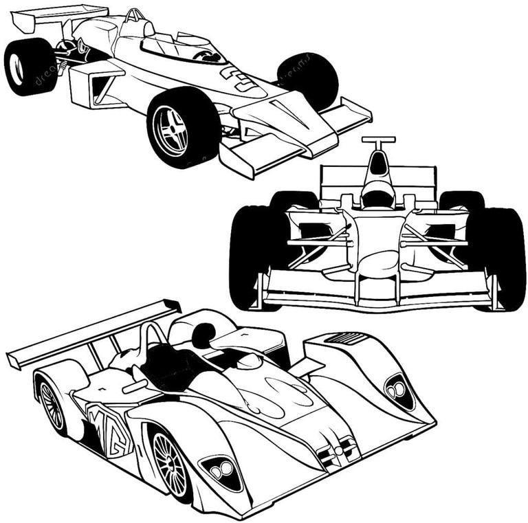 Coloriage Dessin Trois Formule 1 à imprimer