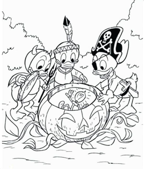 Coloriage Dessine Billy, Willie et Dilly Disney Halloween gratuitement