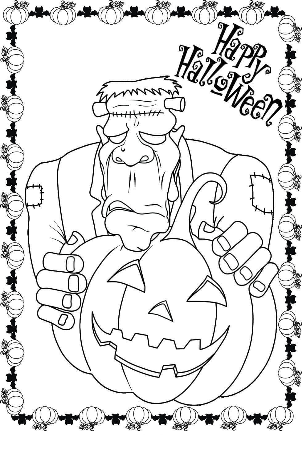 Coloriage Dessine Frankenstein pour Halloween