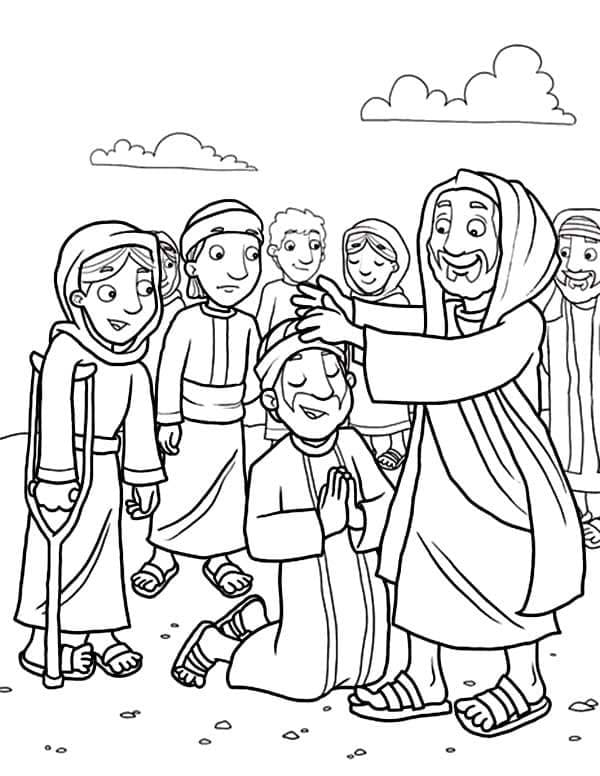 Coloriage Dessine Jésus qui guérit