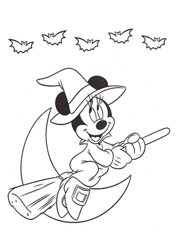 Coloriage Dessine la mignonne Minnie Disney pour Halloween