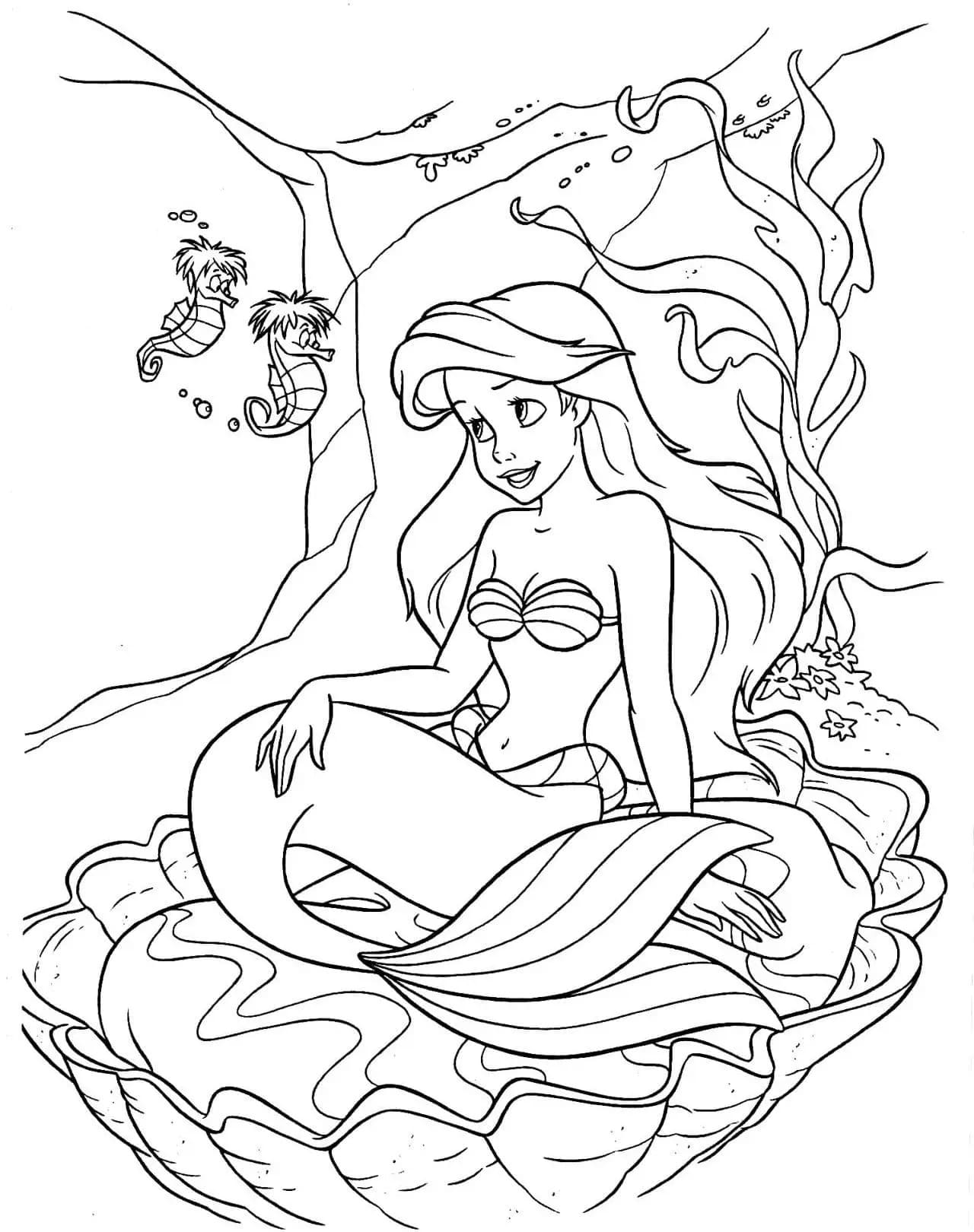 Coloriage Dessine la petite sirène heureuse