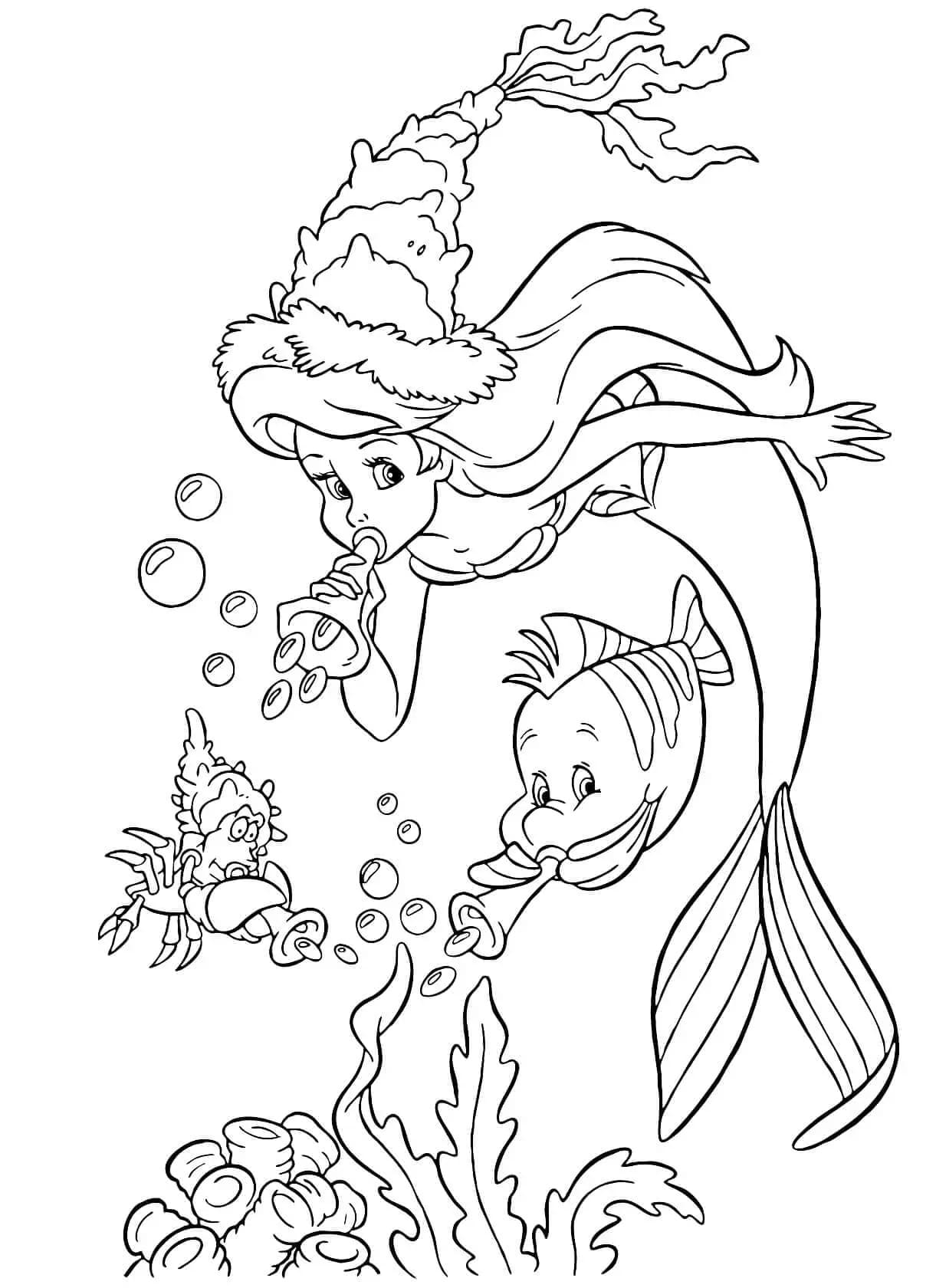 Coloriage Dessine la petite sirène mignonne