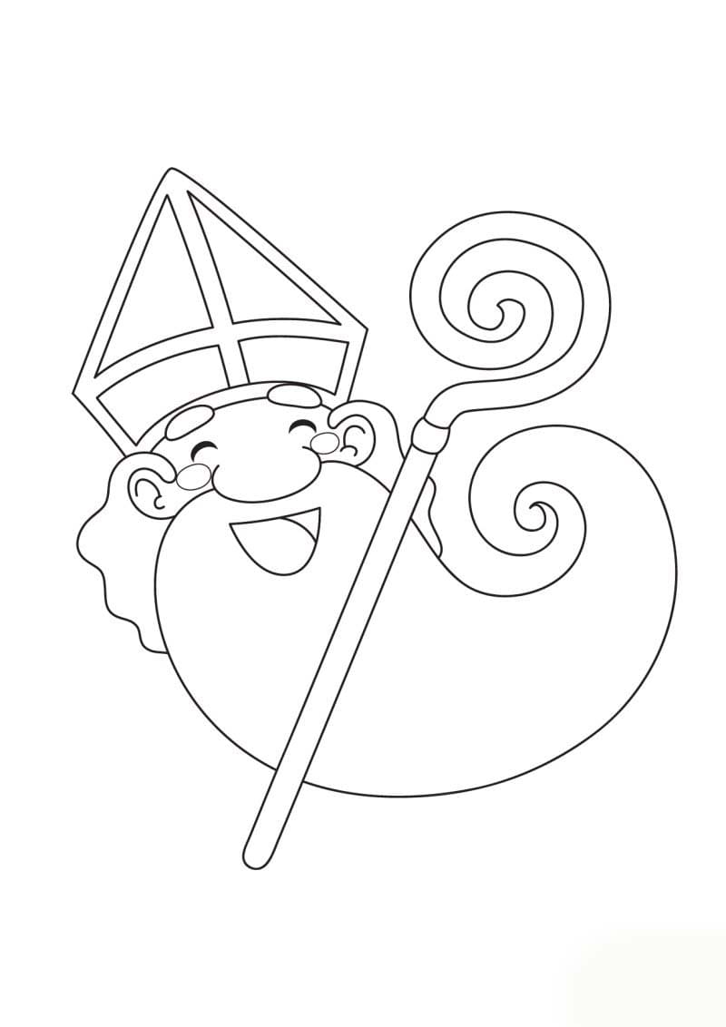 Coloriage Dessine le visage souriant de Saint Nicolas