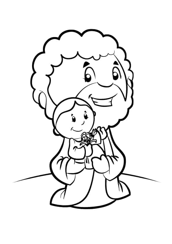 Coloriage Dessine Saint Joseph avec un enfant