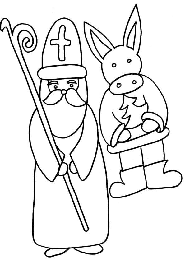 Coloriage Dessine Saint Nicolas et le lapin