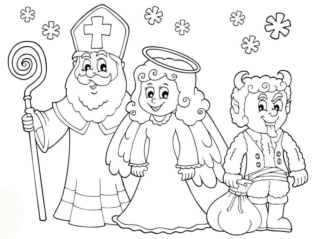 Coloriage Dessine Saint Nicolas heureux