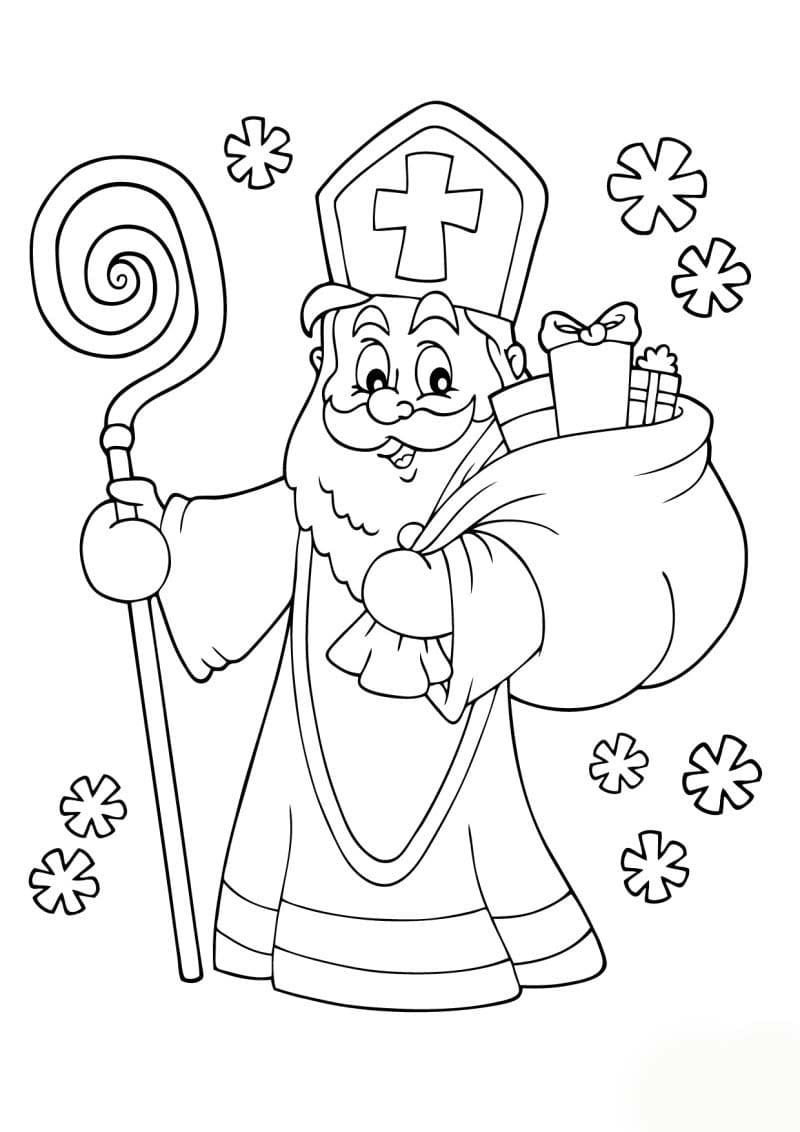 Coloriage Dessine Saint Nicolas simplement