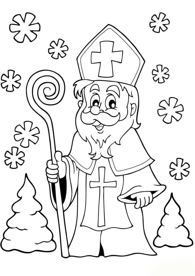 Coloriage Dessine Saint Nicolas souriant