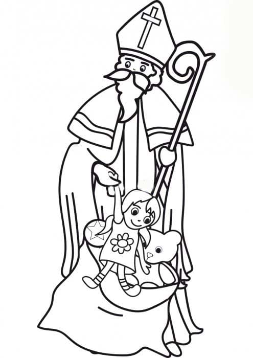 Coloriage Dessine Saint Nicolas très drôle