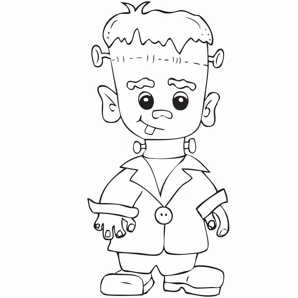 Coloriage Dessine un mignon garçon Frankenstein