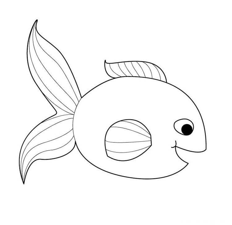 Coloriage Dessine un poisson d'avril souriant